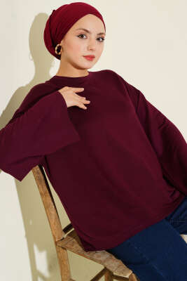 Loyşa Düşük Omuz Basic Tunik Mürdüm - SAS