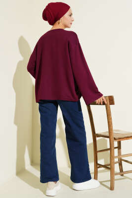 Loyşa Düşük Omuz Basic Tunik Mürdüm - Tunik