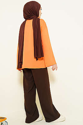 Loyşa Düşük Omuz Basic Tunik Oranj - Tunik