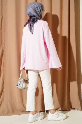Loyşa Düşük Omuz Basic Tunik Pembe - Tunik