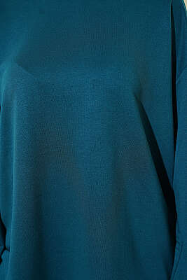 Loyşa Düşük Omuz Basic Tunik Petrol - Tunik