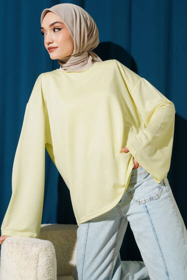 Loyşa Düşük Omuz Basic Tunik Sarı - 100-300 TL Ürünler