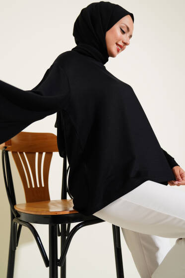 Loyşa Düşük Omuz Basic Tunik Siyah - Tunik