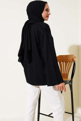 Loyşa Düşük Omuz Basic Tunik Siyah - Tunik