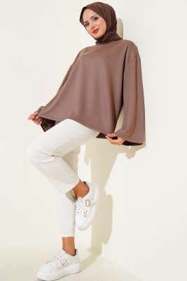 Loyşa Düşük Omuz Basic Tunik Vizon - Tunik
