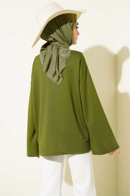 Loyşa Düşük Omuz Basic Tunik Yeşil - Tunik