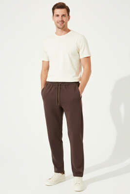 Loyşa Düz Paça Erkek Eşofman Alt Kahve - Erkek Eşofman Alt