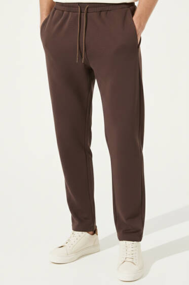 Loyşa Düz Paça Erkek Eşofman Alt Kahve - Erkek Eşofman Alt