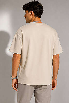 Loyşa Erkek Basic T-shirt Bej - Erkek T-shirt