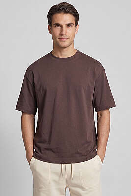 Loyşa Erkek Basic T-shirt Kahve - GAVAZZİ