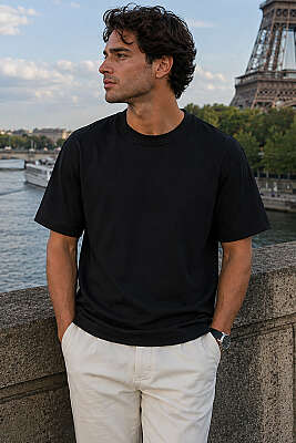 Loyşa Erkek Basic T-shirt Siyah - GAVAZZİ
