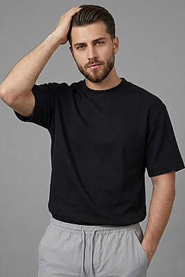 Loyşa Erkek Basic T-shirt Siyah - GAVAZZİ