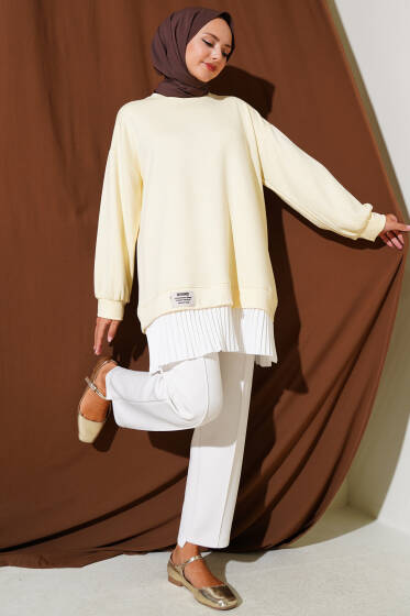 Loyşa Eteği Pileli Tunik Sarı - Tunik