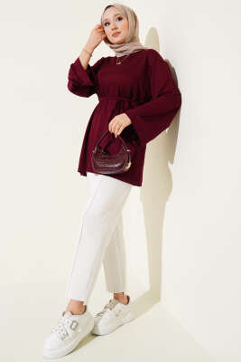 Loyşa Geniş Kollu İp Kuşaklı Tunik Bordo - 100-300 TL Ürünler