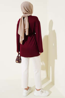 Loyşa Geniş Kollu İp Kuşaklı Tunik Bordo - 100-300 TL Ürünler