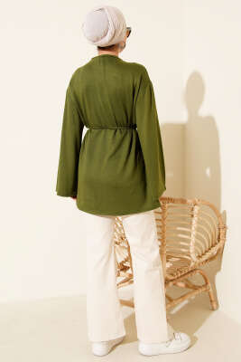 Loyşa Geniş Kollu İp Kuşaklı Tunik Haki - Yılın Fırsatı