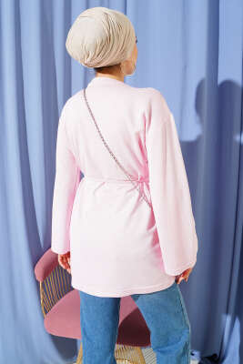 Loyşa Geniş Kollu İp Kuşaklı Tunik Pembe - Yılın Fırsatı