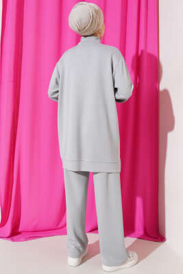 Loyşa Gizli Yarım Fermuarlı İkili Takım Gri - İkili Takım