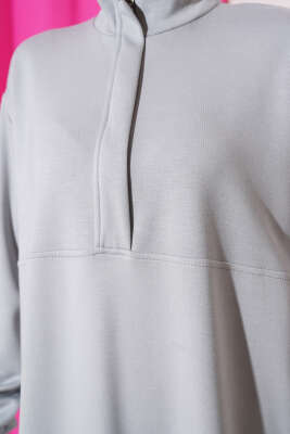 Loyşa Gizli Yarım Fermuarlı İkili Takım Gri - İkili Takım