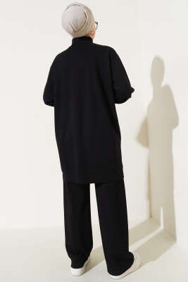 Loyşa Gizli Yarım Fermuarlı İkili Takım Siyah - İkili Takım