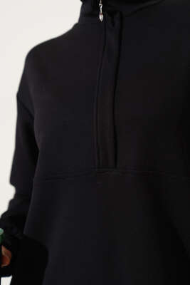 Loyşa Gizli Yarım Fermuarlı İkili Takım Siyah - İkili Takım