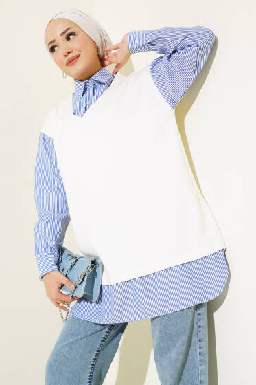 Loyşa Gömlek Garnili Tunik Ekru - Tunik