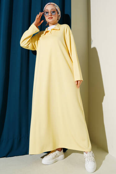 Loyşa Gömlek Yaka Elbise Sarı - Elbise