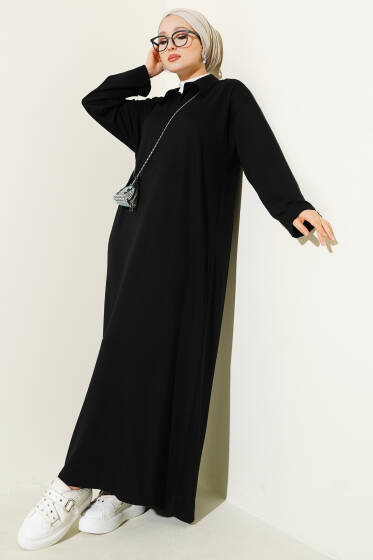 Loyşa Gömlek Yaka Elbise Siyah - Elbise