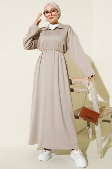 Loyşa Gömlek Yaka Elbise Taş - Elbise