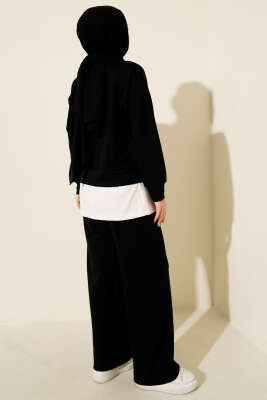 Loyşa Gül Desen İkili Takım Siyah - İkili Takım