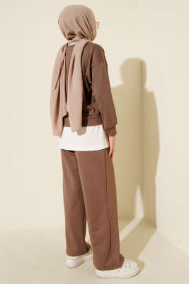 Loyşa Gül Desen İkili Takım Vizon - İkili Takım