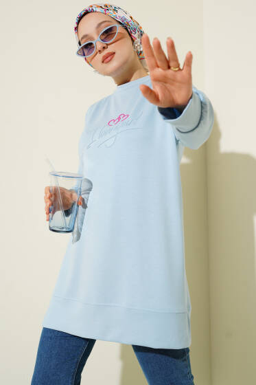 Loyşa I Love You Baskılı Tunik Bebe Mavi - Tunik