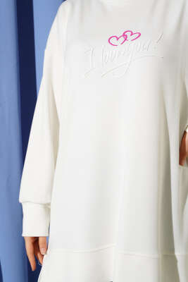 Loyşa I Love You Baskılı Tunik Ekru - 300-500 TL Ürünler