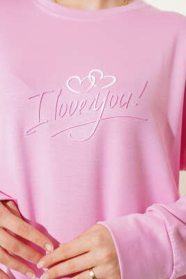 Loyşa I Love You Baskılı Tunik Pembe - Tunik