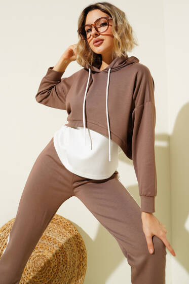 Loyşa İçlikli Üçlü Takım Kahve - Kadın Giyim Modelleri