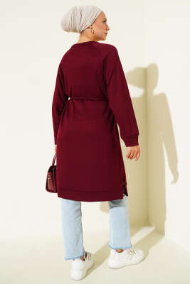 Loyşa İp Kuşaklı Uzun Tunik Bordo - Yılın Fırsatı