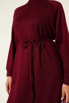 Loyşa İp Kuşaklı Uzun Tunik Bordo - Yılın Fırsatı