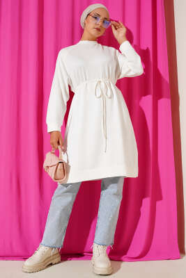 Loyşa İp Kuşaklı Uzun Tunik Ekru 