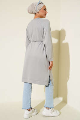 Loyşa İp Kuşaklı Uzun Tunik Gri - Yılın Fırsatı