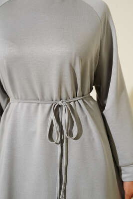 Loyşa İp Kuşaklı Uzun Tunik Gri - Yılın Fırsatı