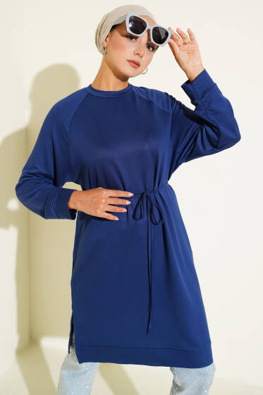 Loyşa İp Kuşaklı Uzun Tunik Lacivert - Yılın Fırsatı