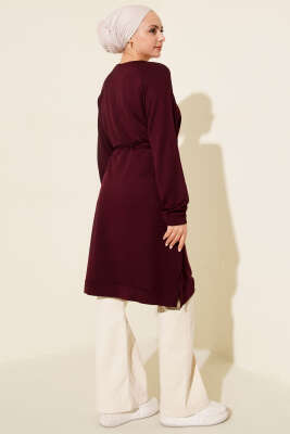 Loyşa İp Kuşaklı Uzun Tunik Mürdüm - Tunik