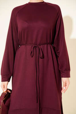 Loyşa İp Kuşaklı Uzun Tunik Mürdüm - Tunik