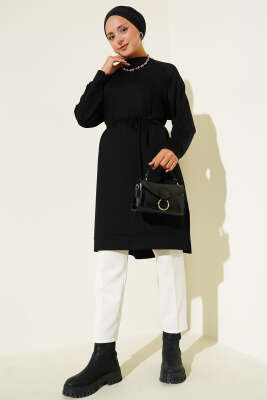 Loyşa İp Kuşaklı Uzun Tunik Siyah - Yılın Fırsatı