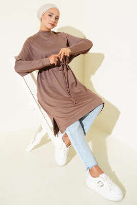 Loyşa İp Kuşaklı Uzun Tunik Vizon 