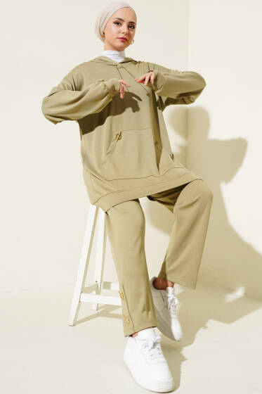 Loyşa Kanguru Cepli İkili Takım Çağla Yeşili - İkili Takım