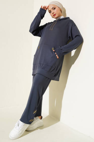 Loyşa Kanguru Cepli İkili Takım Füme - İkili Takım