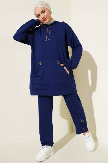 Loyşa Kanguru Cepli İkili Takım Lacivert - İkili Takım