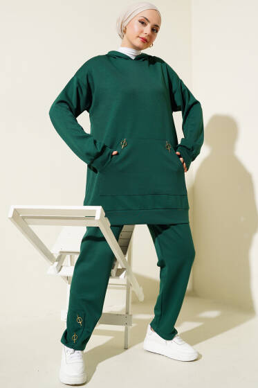 Loyşa Kanguru Cepli İkili Takım Yeşil - İkili Takım