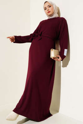 Loyşa Kol Armalı Elbise Bordo 